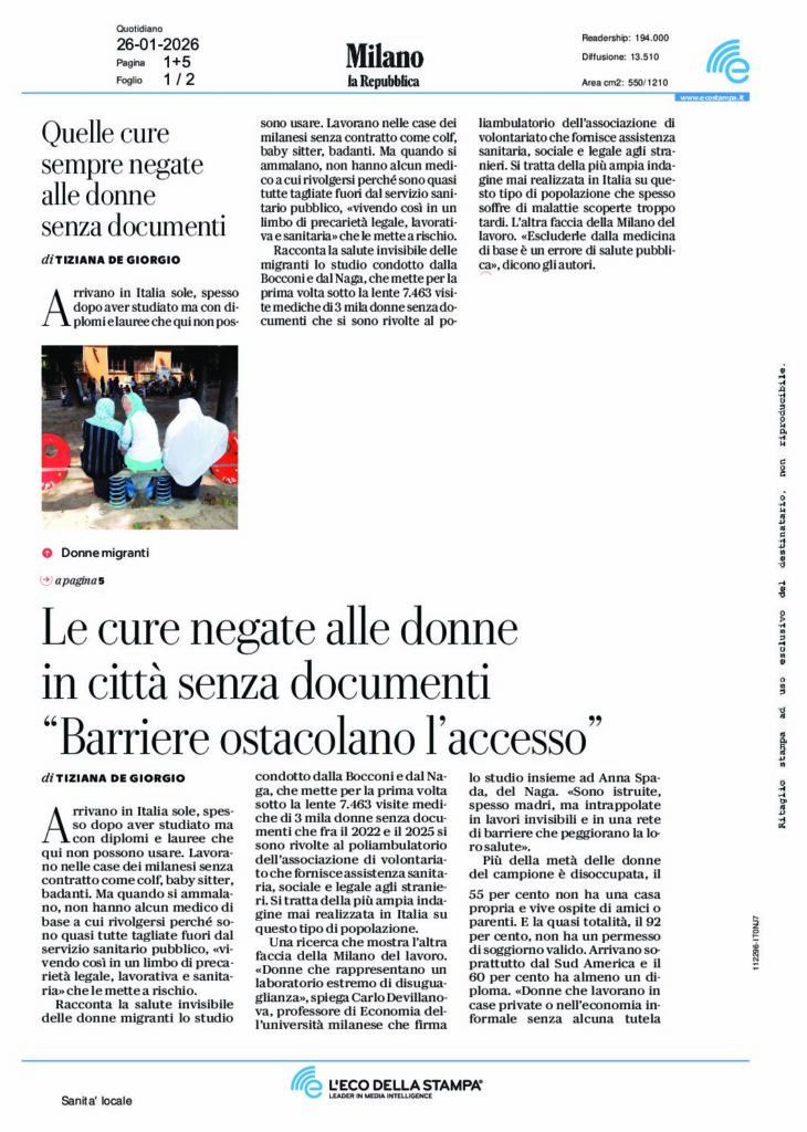 CURE NEGATE ALLE DONNE SENZA DOCUMENTI