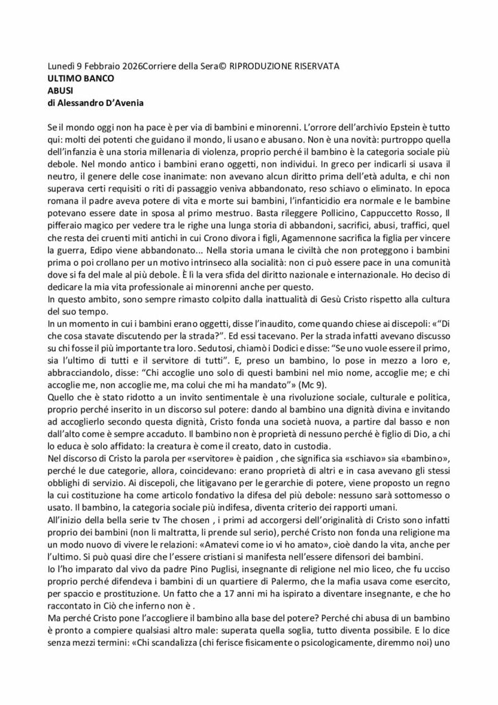 D’AVENIA ABUSO BAMBINI