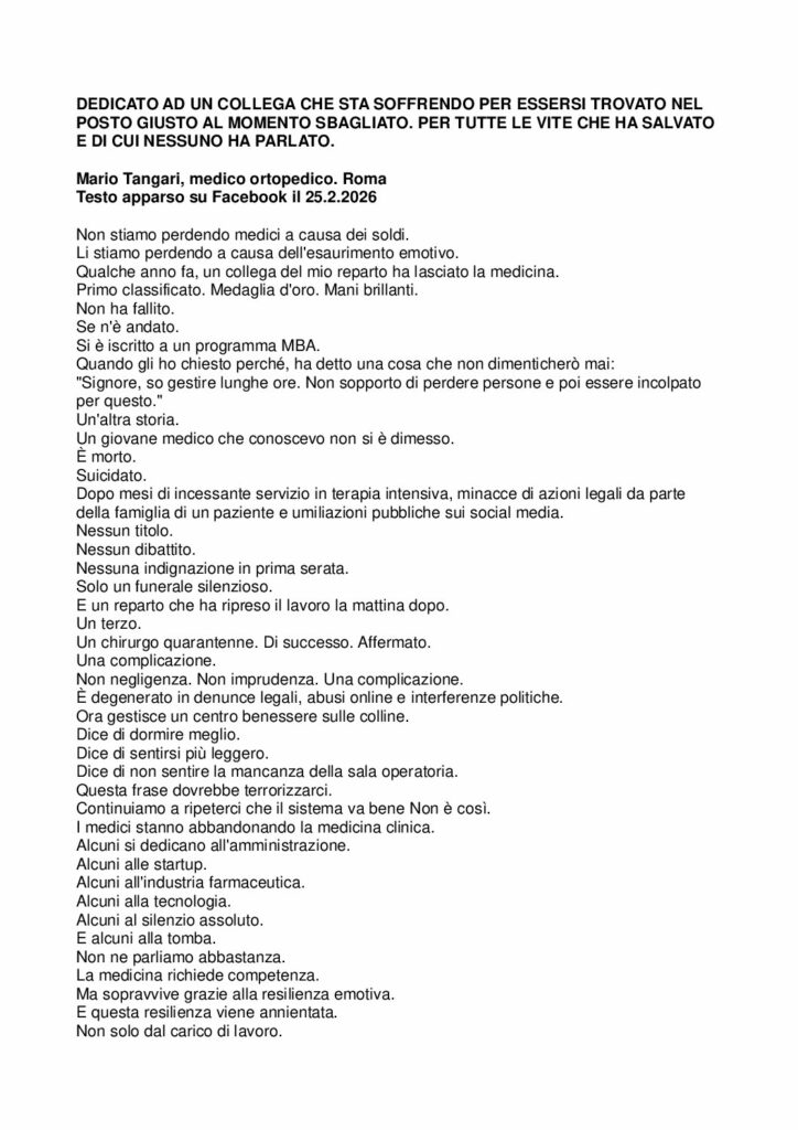 Tangari: DEDICATO AD UN COLLEGA CHE STA SOFFRENDO PER ESSERSI TROVATO NEL POSTO GIUSTO AL MOMENTO SBAGLIATO. PER TUTTE LE VITE CHE HA SALVATO E DI CUI NESSUNO HA PARLATO. – Facebook