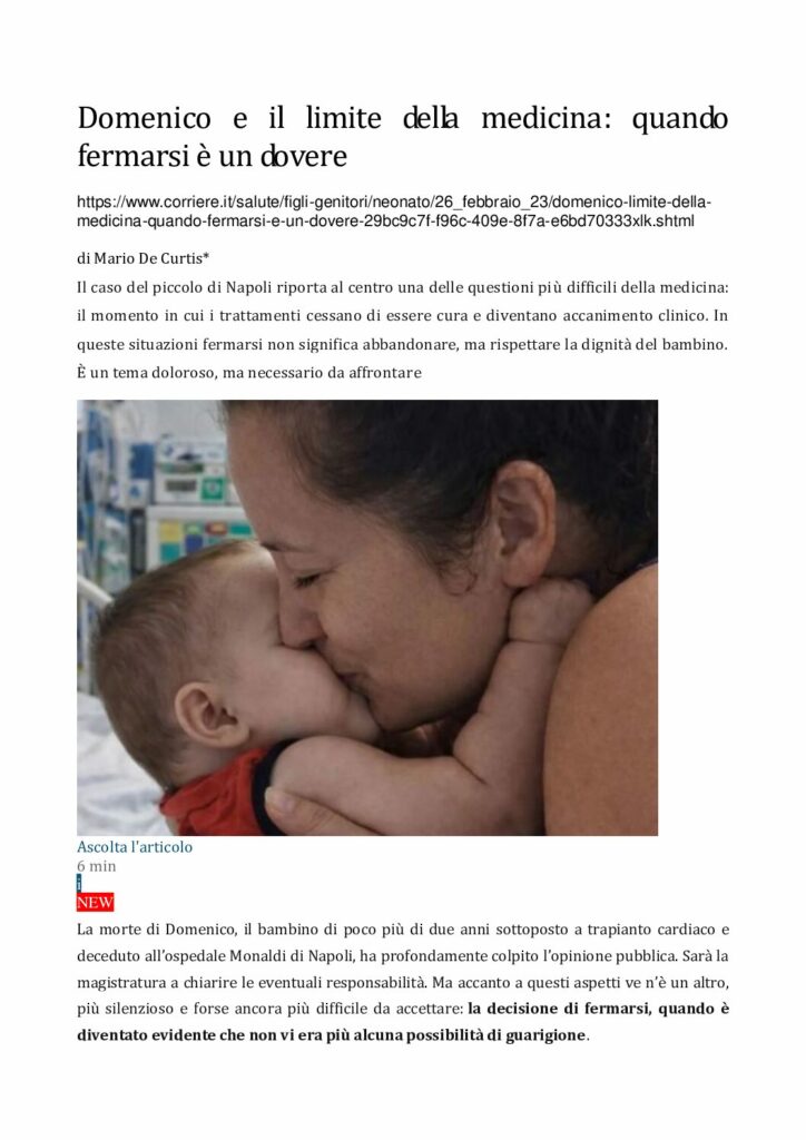 DOMENICO E IL LIMITE DELLA MEDICINA