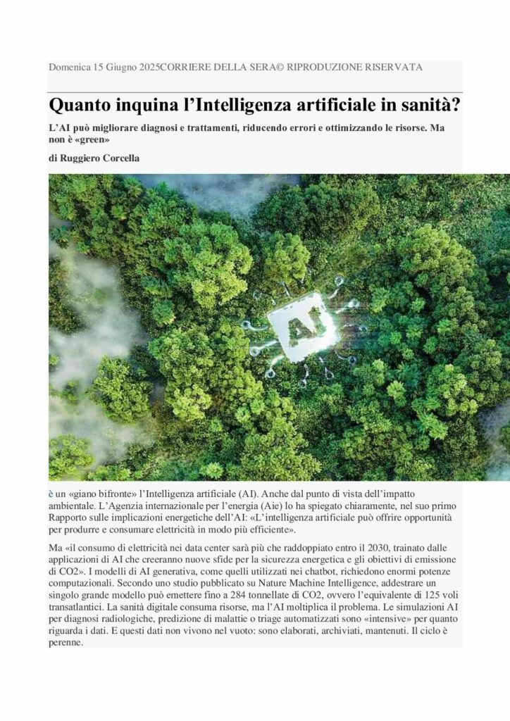 Corcella: Quanto inquina l’Intelligenza artificiale in sanità? – Corriere della sera