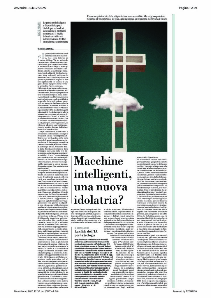 Ambriola: Macchine intelligenti, una nuova idolatria? – Avvenire