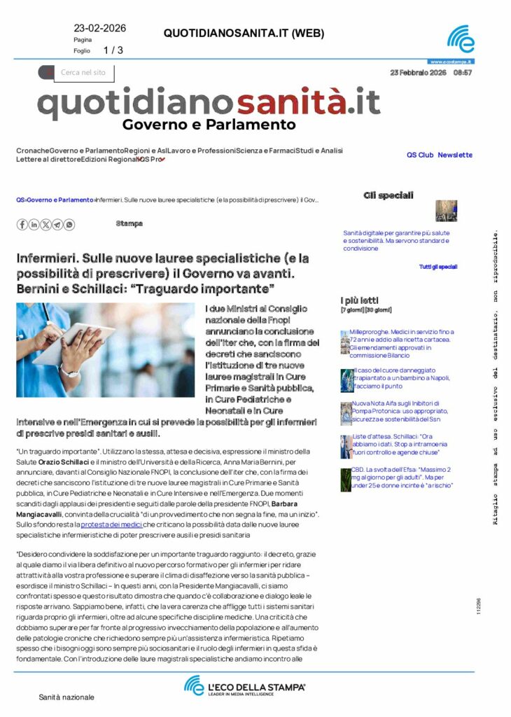 INFERMIERI POSSIBILITA’ DI PRESCRIVERE