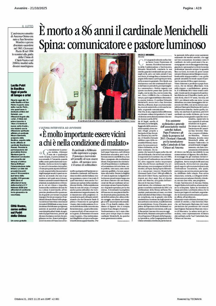 Varagona: Menichelli comunicatore e pastore – Avvenire