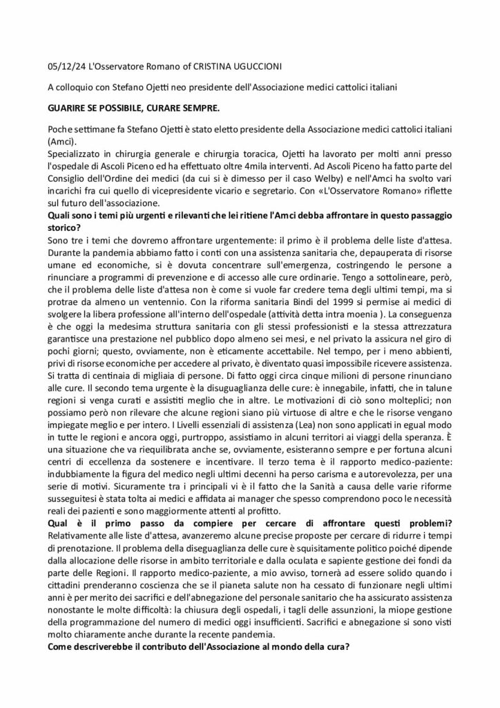 Ojetti: Intervista – Osservatore Romano