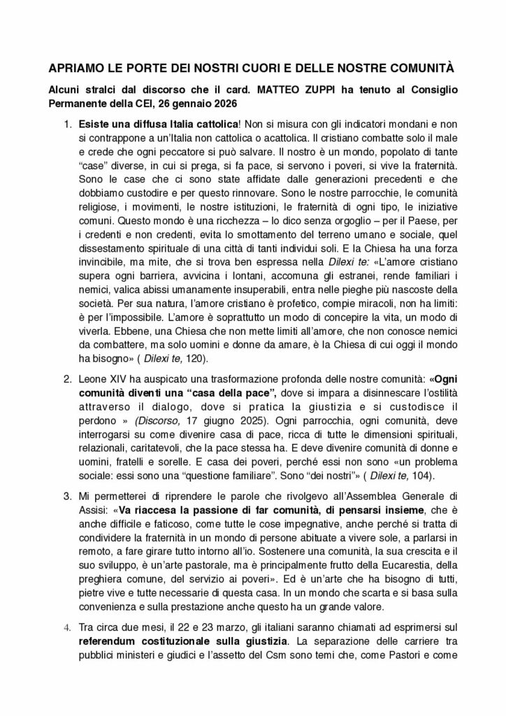 card ZUPPI APRIAMO LE PORTE DEI NOSTRI CUORI