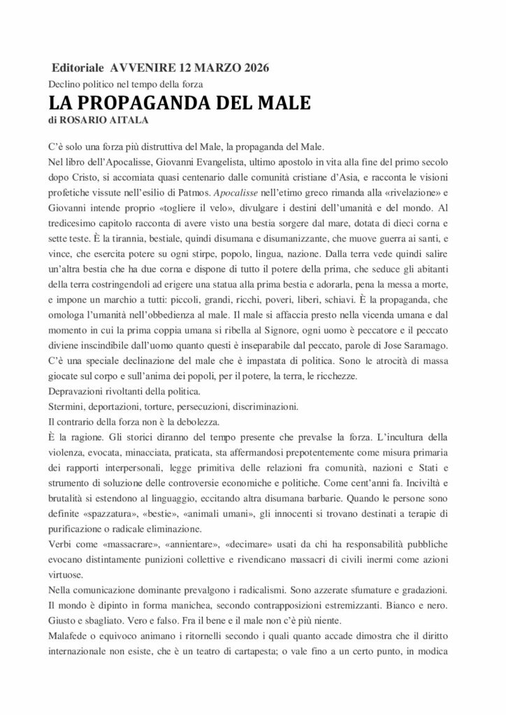 Aitala: LA PROPAGANDA DEL MALE – Avvenire