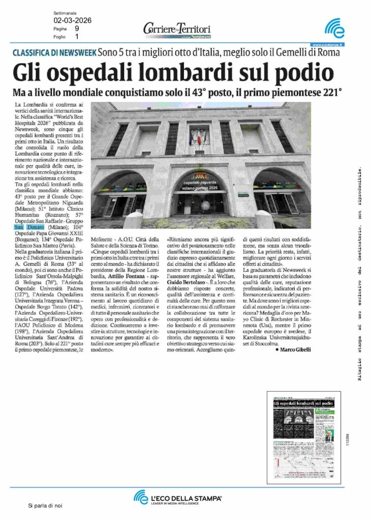 Gibelli: Gli ospedali lombardi sul podio – Corriere-Territori