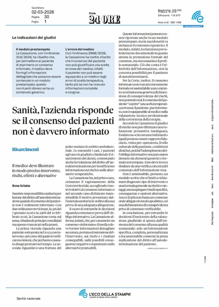 Macellari: LA FIDUCIA È LA SPINA DORSALE DEL MEDICO – Corriere della Sera