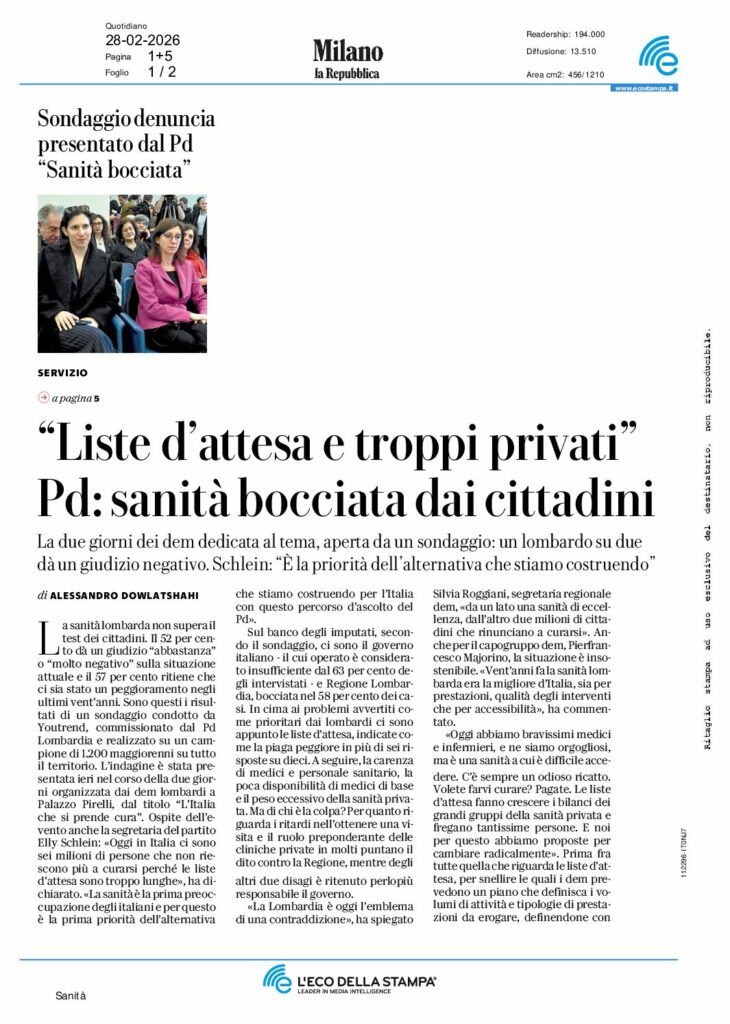 Dowlatshahi: “Liste d’attesa e troppi privati” Pd: sanità bocciata dai cittadini – La Repubblica
