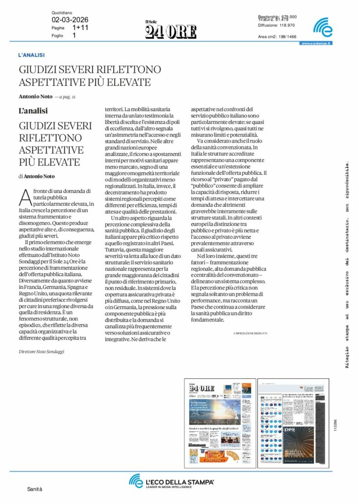 Noto: GIUDIZI SEVERI RIFLETTONO ASPETTATIVE PIÙ ELEVATE – Il Sole 24Ore