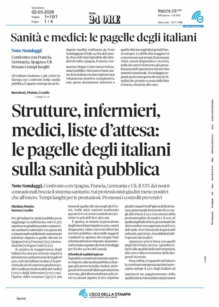 Bartoloni, Finizio, Uccello: Sanità e medici: le pagelle degli italiani – Il Sole 24Ore