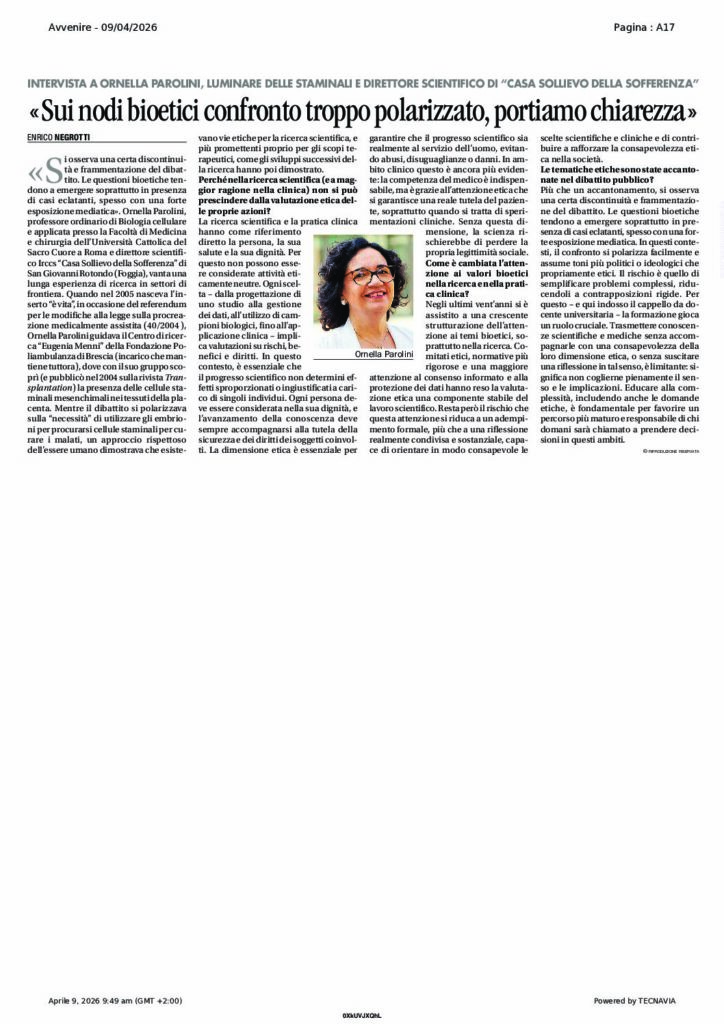 Negrotti: «Sui nodi bioetici confronto troppo polarizzato, portiamo chiarezza» – Avvenire