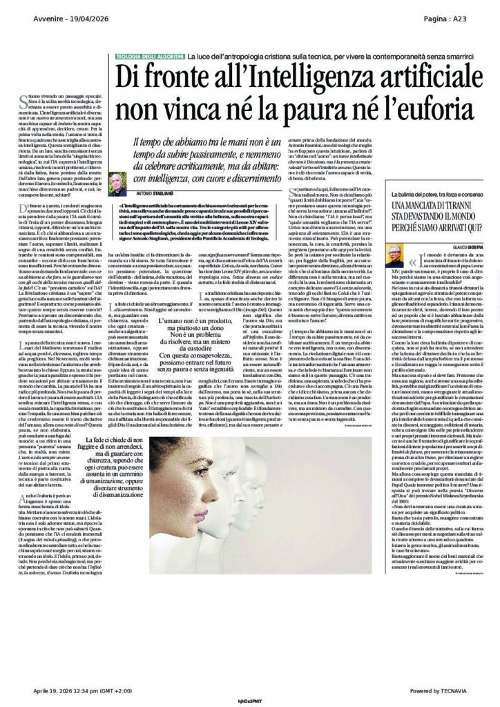 Staglianò: Di fronte all’Intelligenza artificiale non vinca né la paura né l’euforia – Avvenire