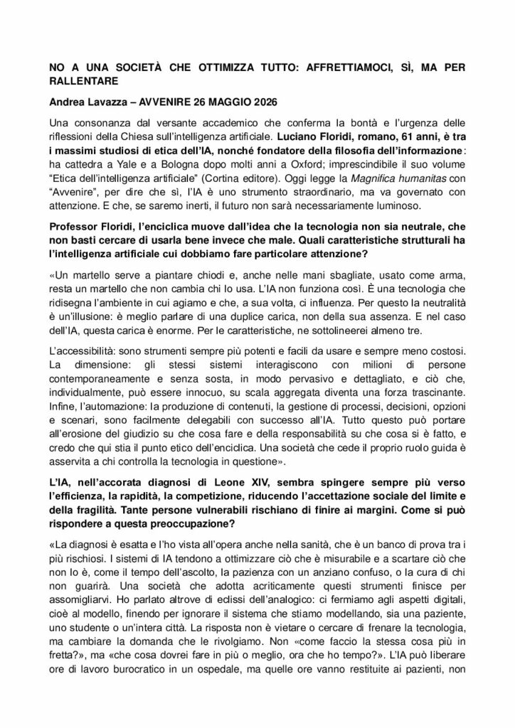 Lavazza : NO A UNA SOCIETÀ CHE OTTIMIZZA TUTTO: AFFRETTIAMOCI, SÌ, MA PER RALLENTARE – Avvenire