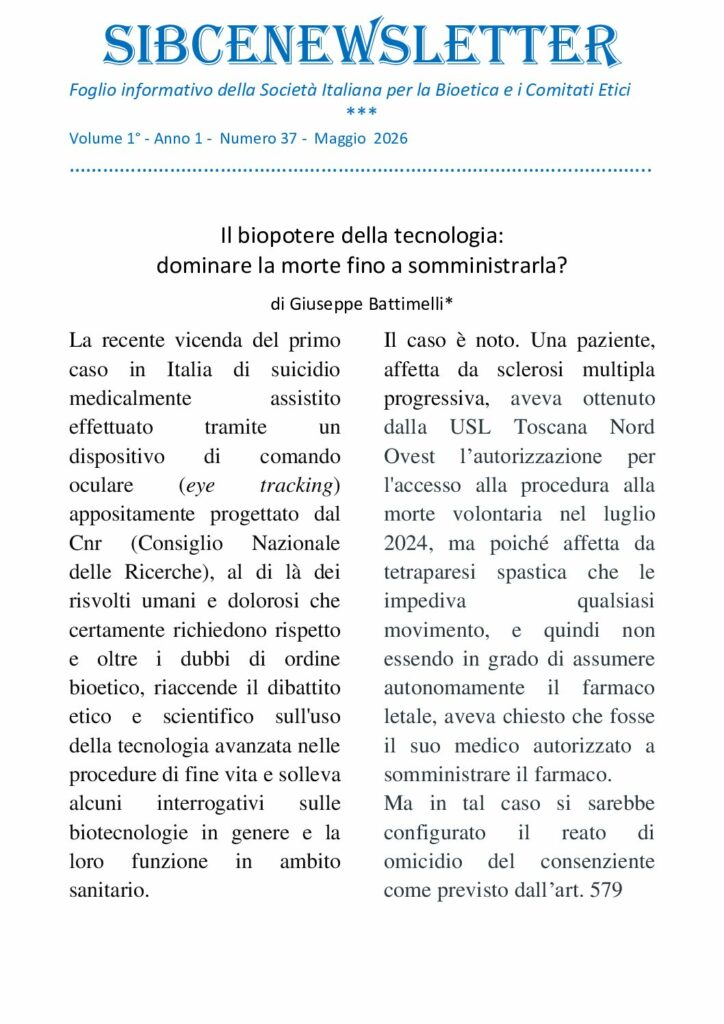 Battimelli: Il biopotere della tecnologia: dominare la morte fino a somministrarla? – sibcenenewsletter