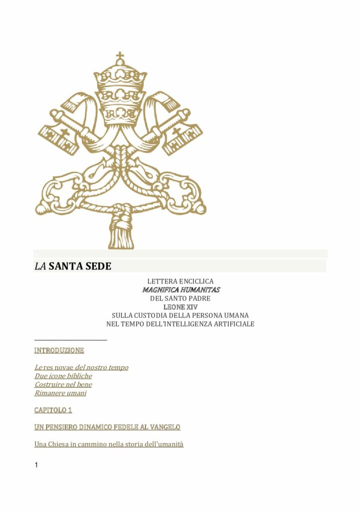 Santo Padre Leone XIV: MAGNIFICA HUMANITAS – Libreria Editrice Vaticana