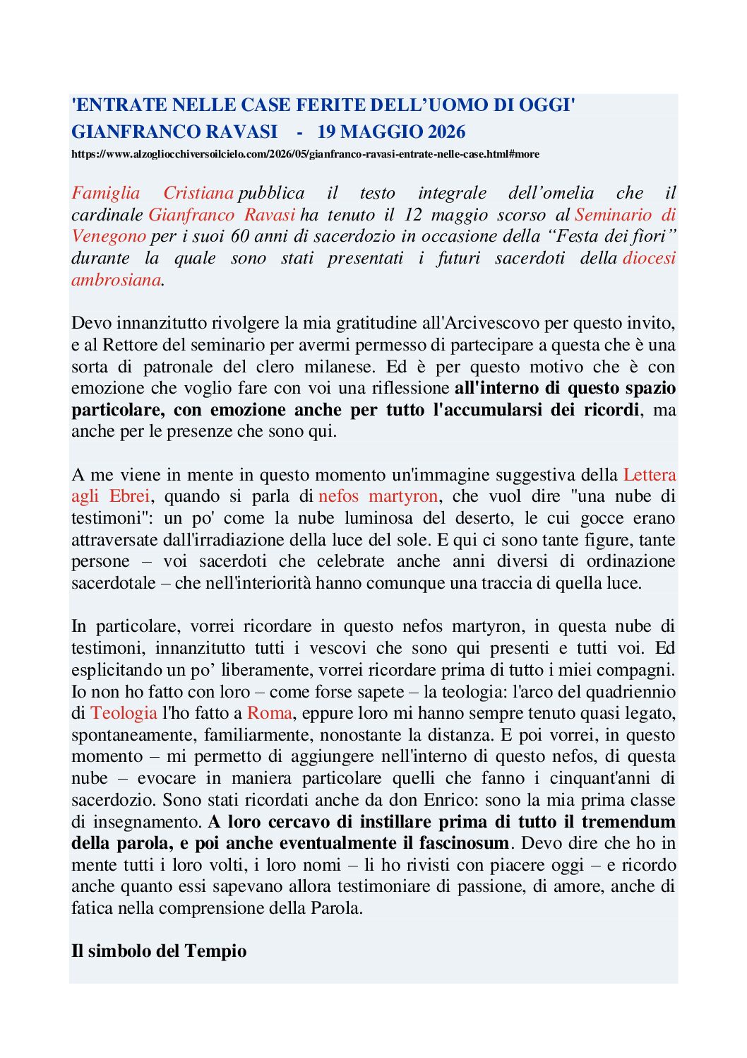 Ravasi: ENTRATE NELLE CASE FERITE DELL’UOMO DI OGGI – alzogliocchiversoilcielo.com