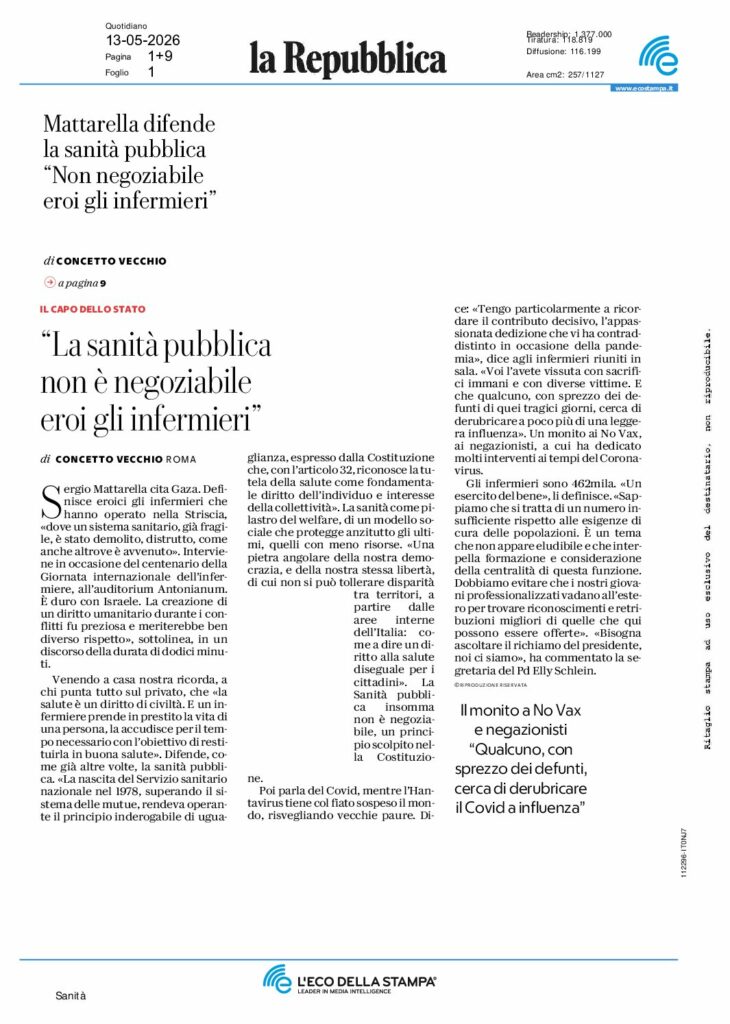 Vecchio: Mattarella difende la sanità pubblica “Non negoziabile eroi gli infermieri” – la Repubblica