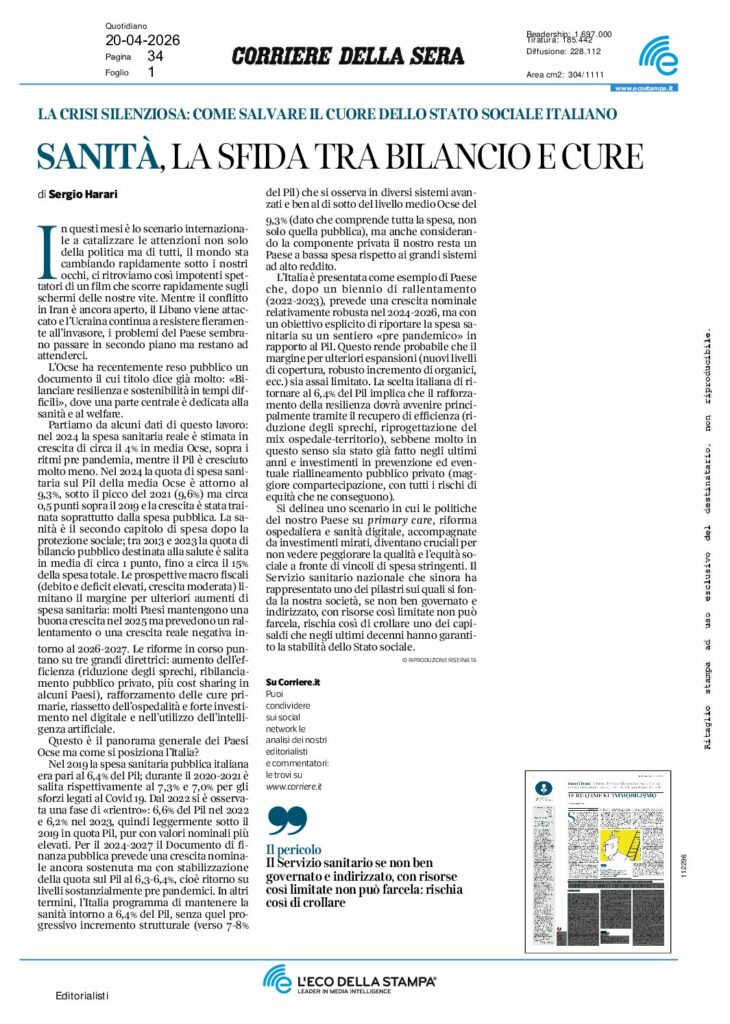 Maffei: Sulla crisi del Ssn pesa gravemente l’inerzia ormai storica e strutturale dell’azione di governo – quotidianosanita.it