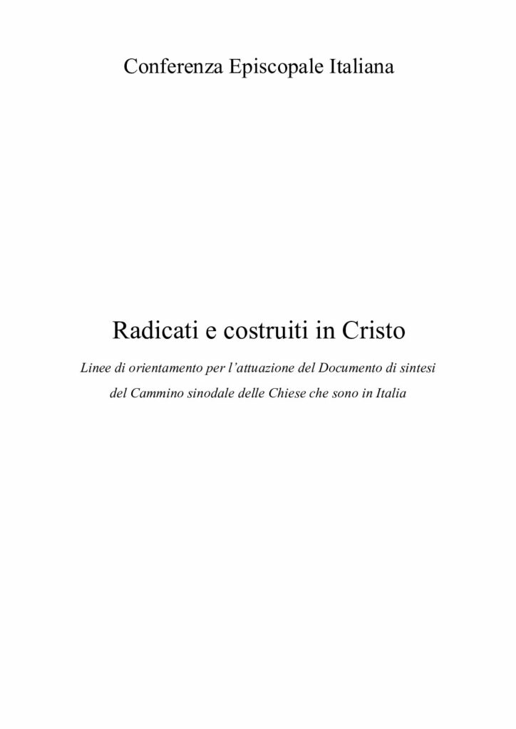 CEI: Radicati e costruiti in Cristo – Conferenza Episcopale Italiana