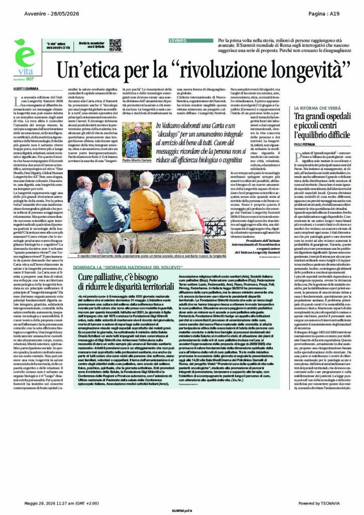 Carrara: Un’etica per la “rivoluzione longevità” – Avvenire