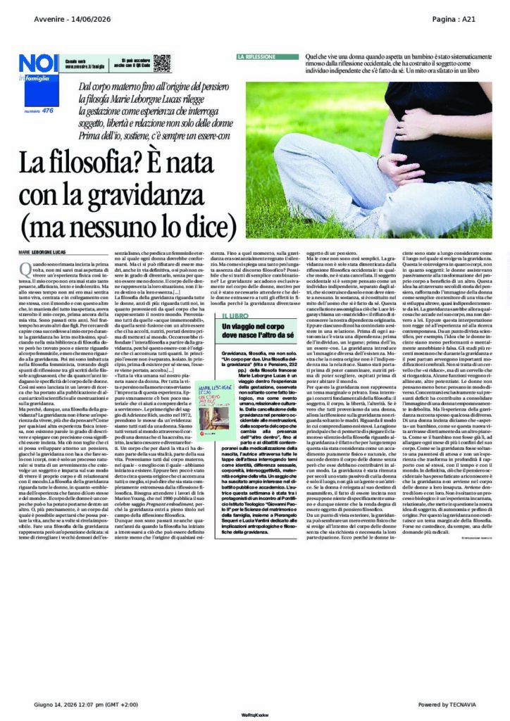 Leborgne Lucas: La filosofia? È nata con la gravidanza (ma nessuno lo dice) – Avvenire