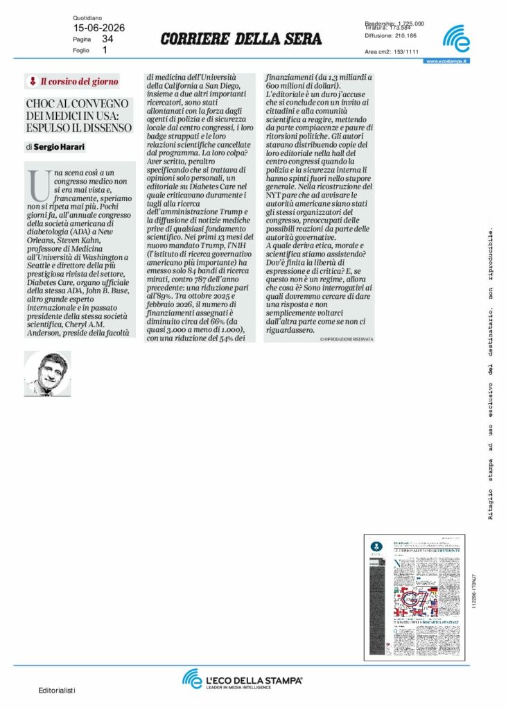 Harari: CHOC AL CONVEGNO DEI MEDICI IN USA: ESPULSO IL DISSENSO – Corriere della Sera