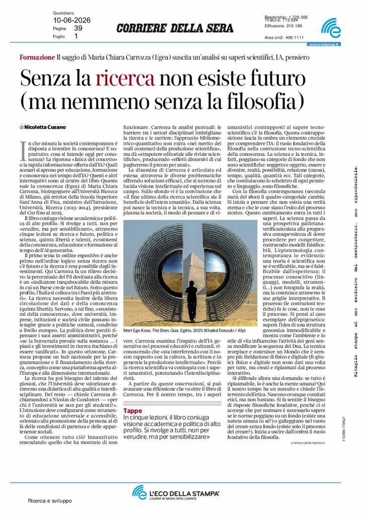 Cusano: Senza la ricerca non esiste futuro (ma nemmeno senza la filosofia) – Corriere della Sera