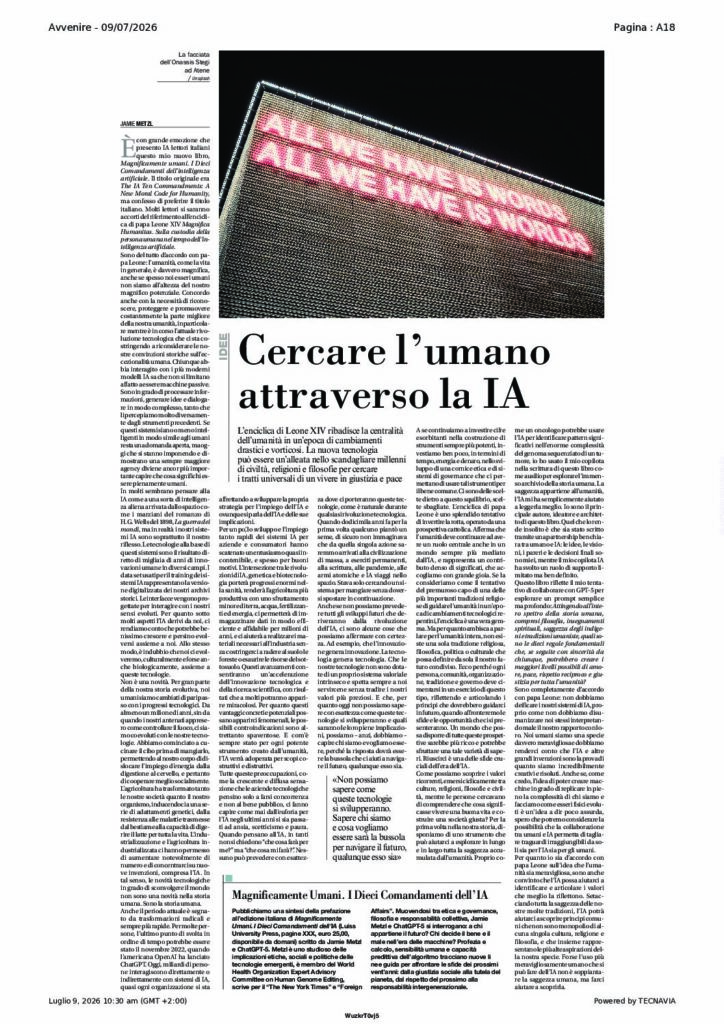 Metzl: Cercare l’umano attraverso la IA – Avvenire