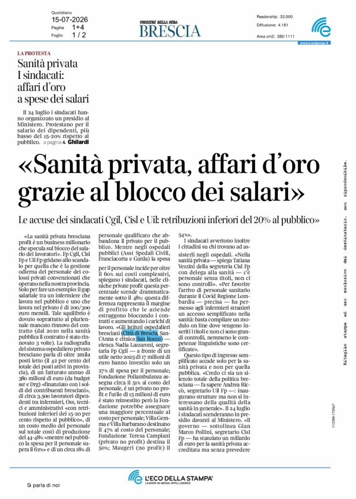 Ghilardi: «Sanità privata, affari d’oro grazie al blocco dei salari» – Corriere della Sera