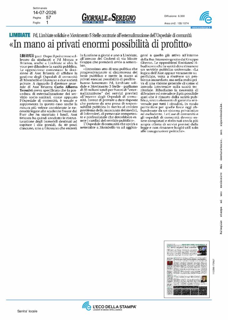 «In mano ai privati enormi possibilità di profitto» – Giornale di Seregno