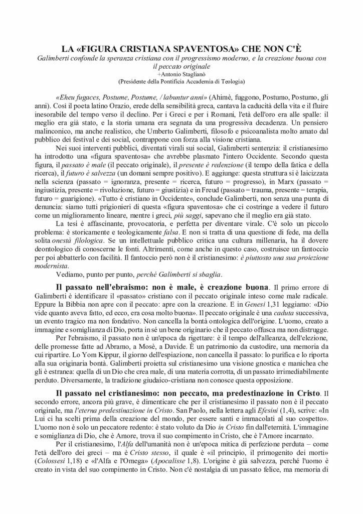 Staglianò: LA «FIGURA CRISTIANA SPAVENTOSA» CHE NON C’È
