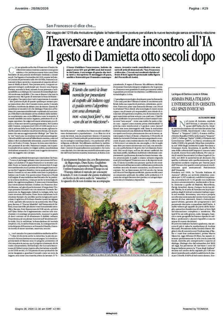 Benanti: Traversare e andare incontro all’IA Il gesto di Damietta otto secoli dopo –  Avvenire