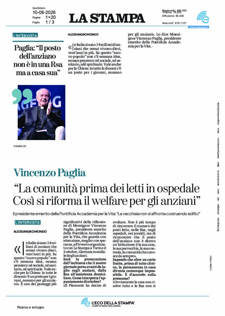 Paglia: “Il posto dell’anziano non è in una RSA ma a casa sua” – La Stampa