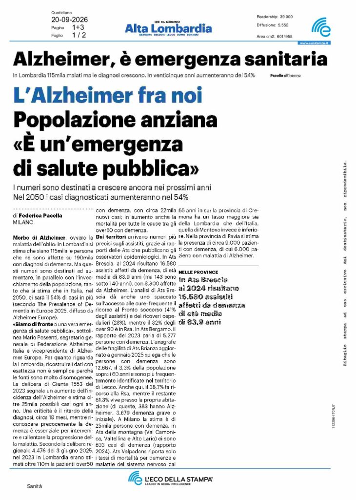 Pacella: Alzheimer, è emergenza sanitaria – Il Giorno