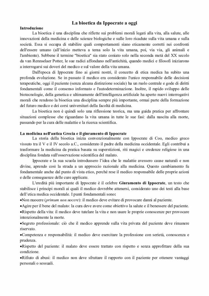 Bresciani: La bioetica da Ippocrate a oggi