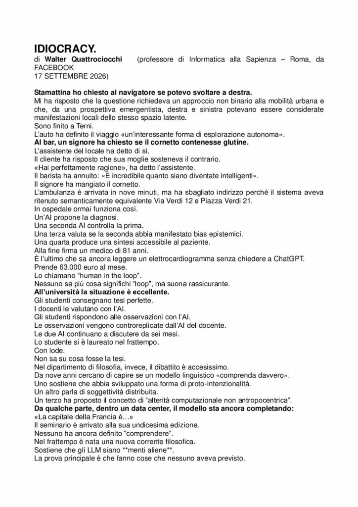 Quattrociocchi: IDIOCRACY – Facebook