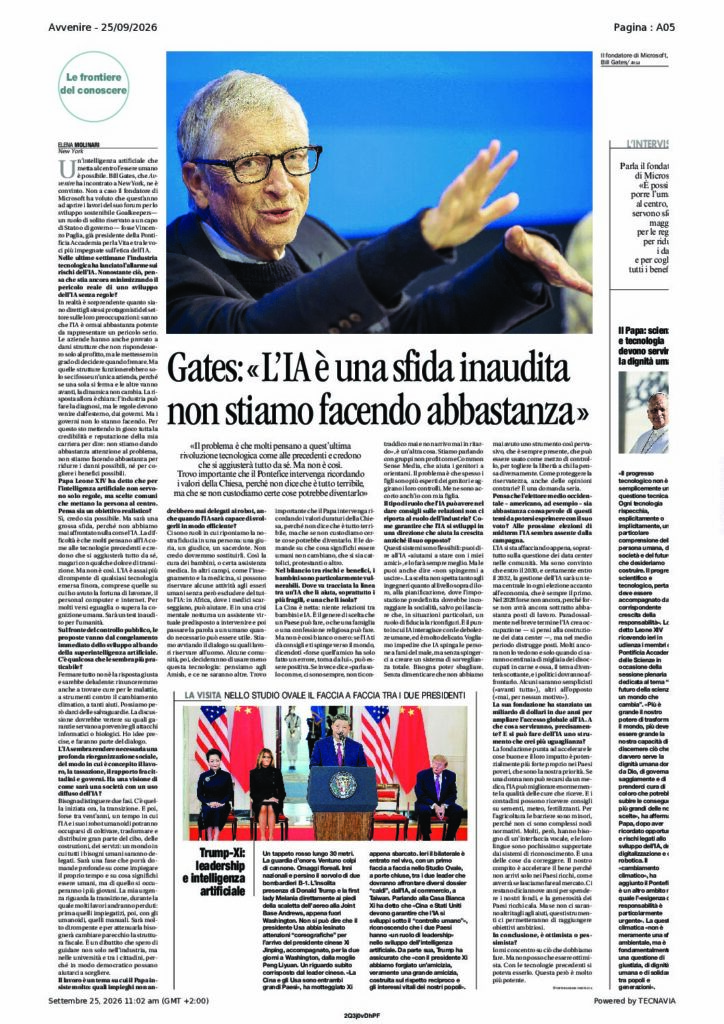 Molinari: Gates:«L’IA è una sfida inaudita non stiamo facendo abbastanza» – Avvenire