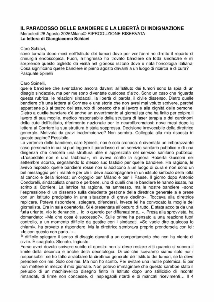 Schiavi: IL PARADOSSO DELLE BANDIERE E LA LIBERTÀ DI INDIGNAZIONE – Corriere della Sera