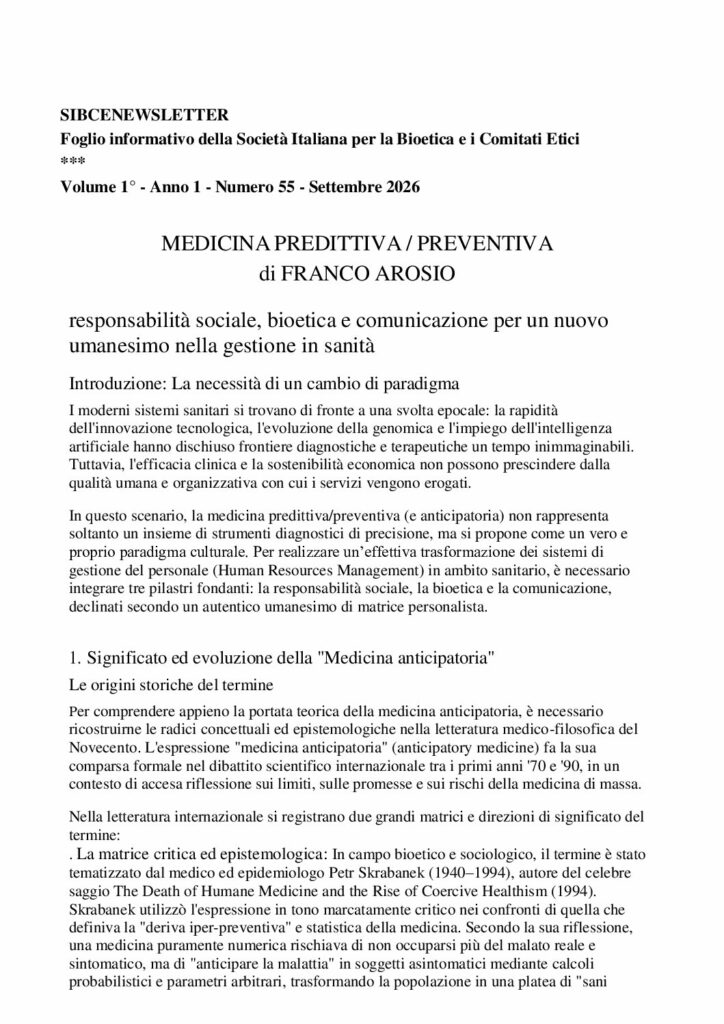 Arosio: MEDICINA PREDITTIVA / PREVENTIVA – SIBCE