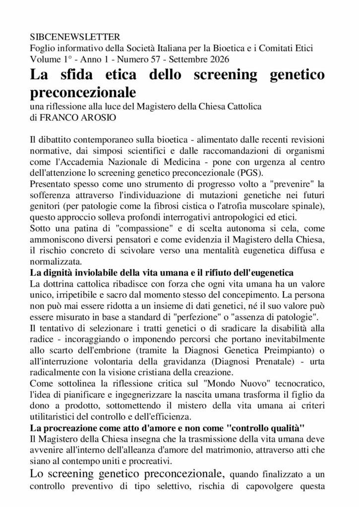 Arosio: La sfida etica dello screening genetico preconcezionale – SIBCE