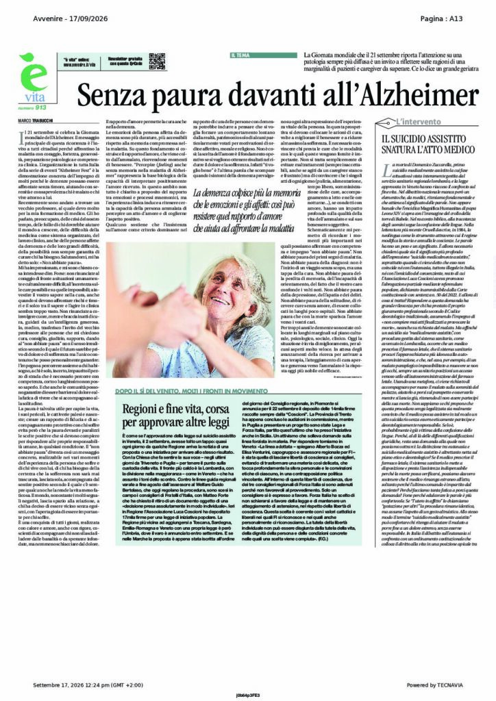 Trabucchi: Senza paura davanti all’Alzheimer – Avvenire